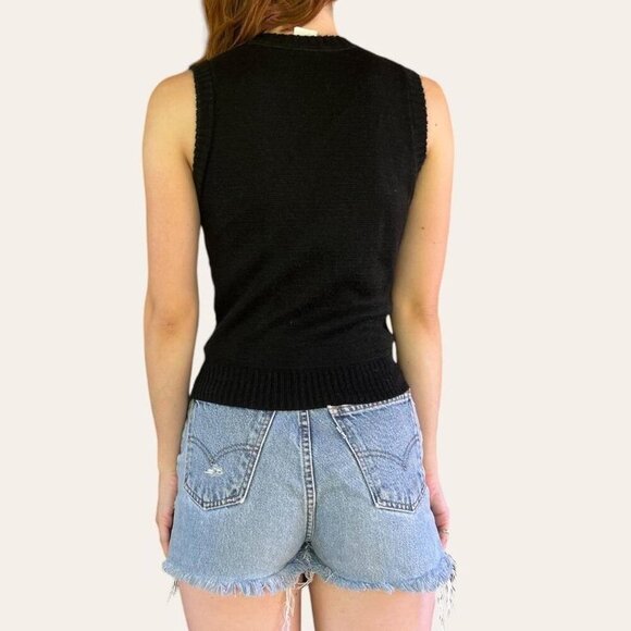 90s vintage argyle knit sweater vest black pink gray medium - Picture 6 of 7